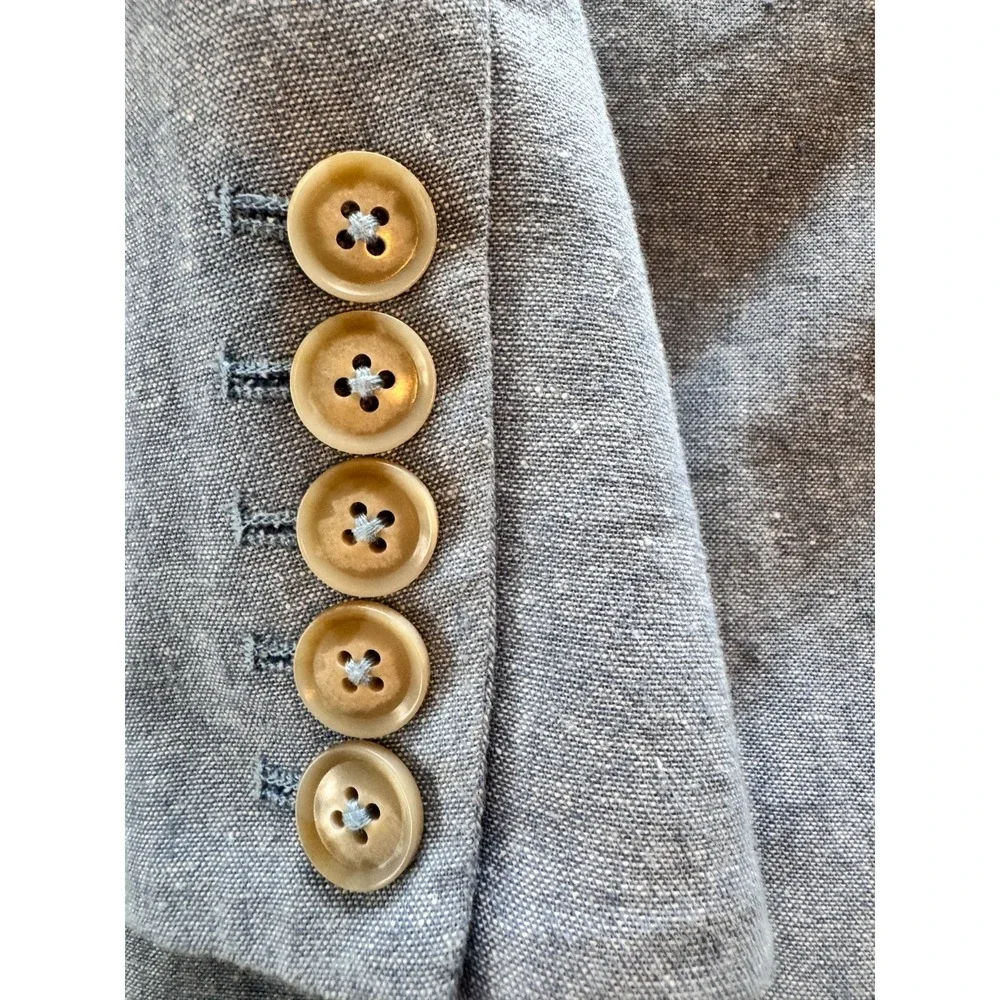PAIGE 2-Button Women's Blazer Blue Chambray Linen Cotton Jacket‎ Classic Small